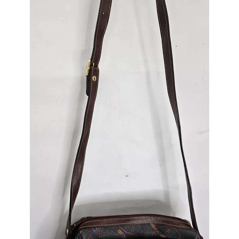 Vittoria Brown Leather Crossbody Bag Vintage Paisley Pattern Boho Classic